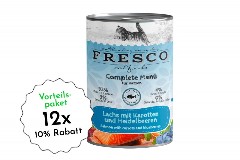 Nassbarf Complete-Menü Lachs mit Karotten und Heidelbeeren 12x400g